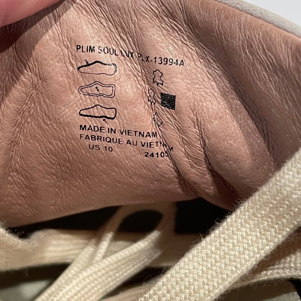 Taos Plim Soul Lux Leather Sneakers Womens 10 Taupe Tan Low Top PLX-13994A EUC